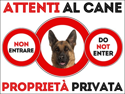 Targa cartello attenti cane - targa,